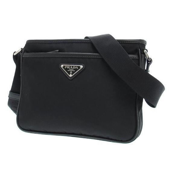 Prada Tesuto Nylon Saffiano Leather Shoulder Bag Black - Picture 1 of 9